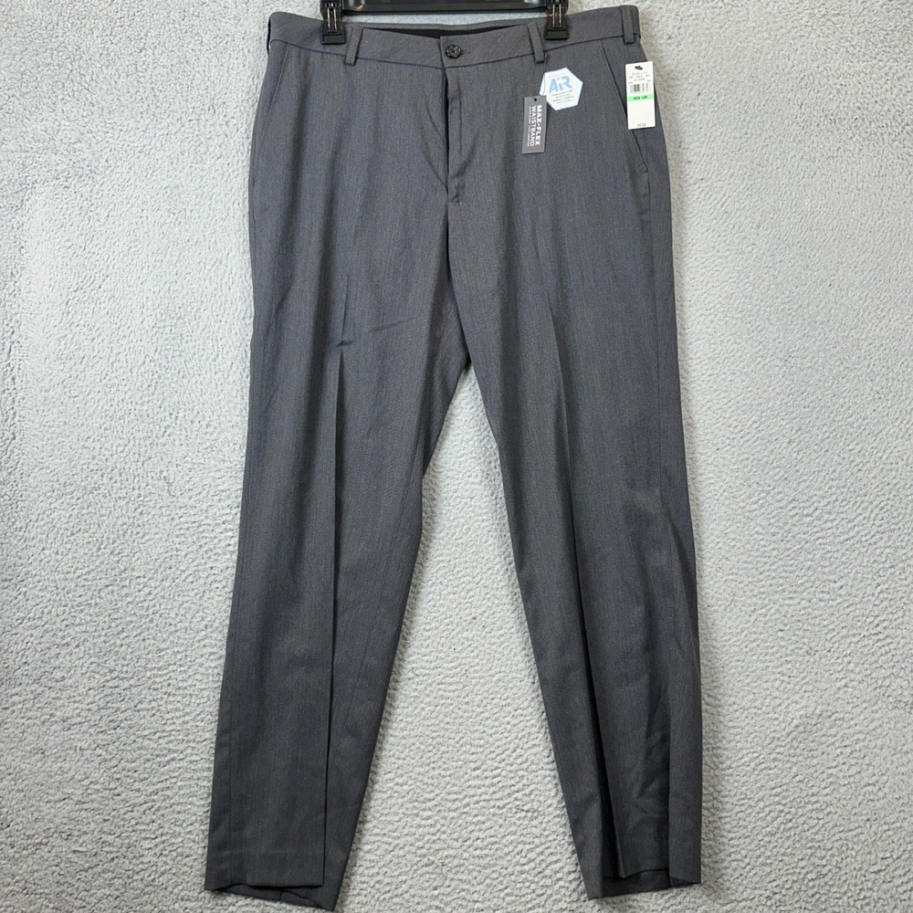 NEW Van Heusen Dress Pants Mens 34X30 Straight Fit Gray Air Max-Flex Flat Front
